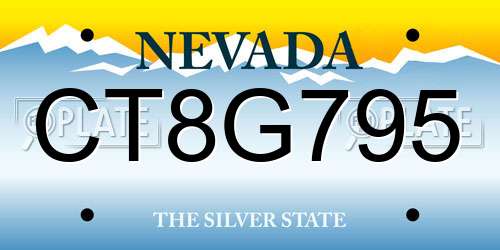 CT8G795 Nevada License Plate