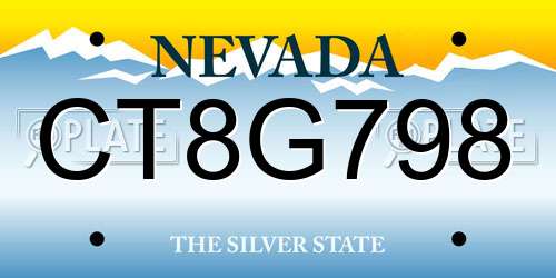 CT8G798 Nevada License Plate