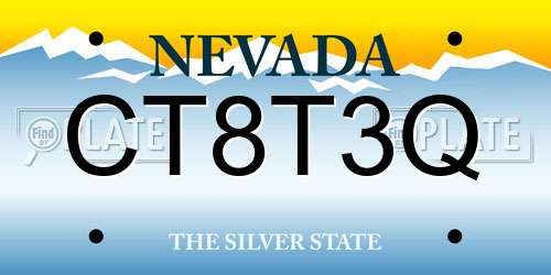 CT8T3Q Nevada License Plate