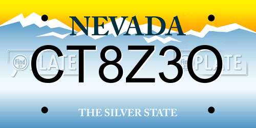 CT8Z3O Nevada License Plate