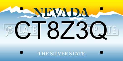 CT8Z3Q Nevada License Plate