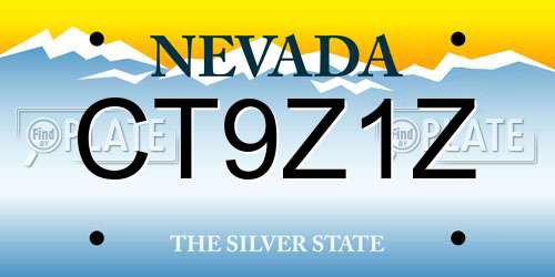 CT9Z1Z Nevada License Plate