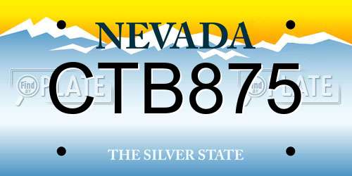 CTB875 Nevada License Plate