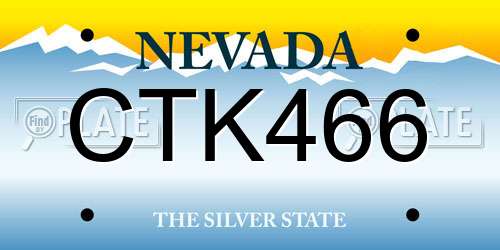 CTK466 Nevada License Plate