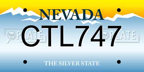 CTL747 Nevada License Plate