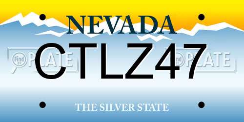 CTLZ47 Nevada License Plate
