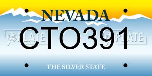 CTO391 Nevada License Plate