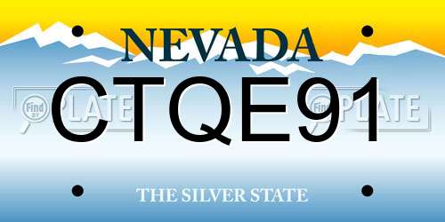 CTQE91 Nevada License Plate
