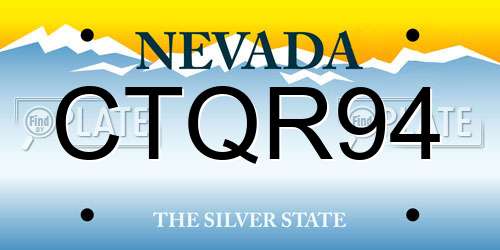 CTQR94 Nevada License Plate