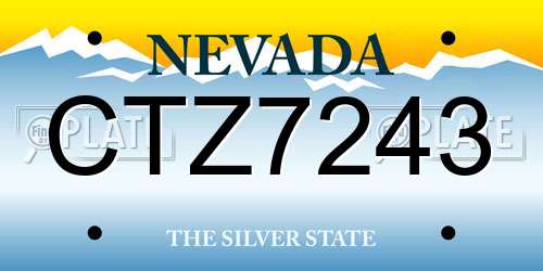 CTZ7243 Nevada License Plate