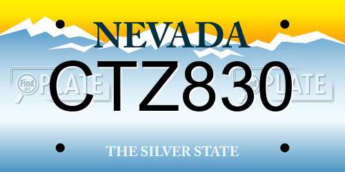 CTZ830 Nevada License Plate