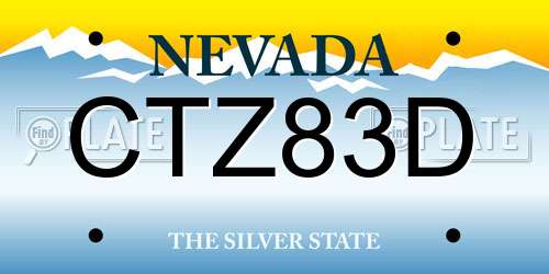 CTZ83D Nevada License Plate