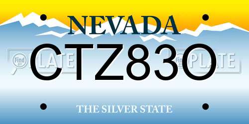 CTZ83O Nevada License Plate