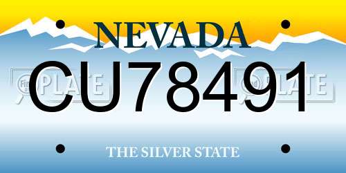 CU78491 Nevada License Plate