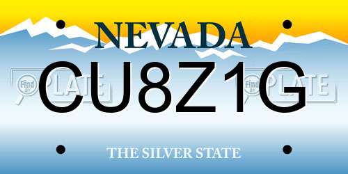 CU8Z1G Nevada License Plate
