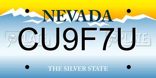 CU9F7U Nevada License Plate