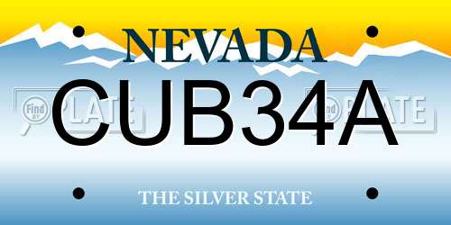 CUB34A Nevada License Plate