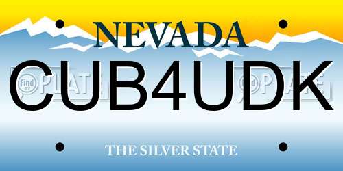 CUB4UDK Nevada License Plate