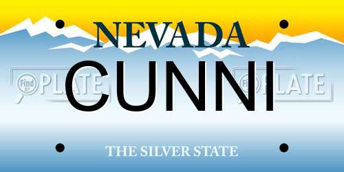 CUNNI Nevada License Plate
