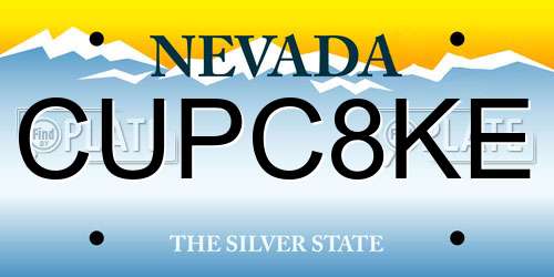 CUPC8KE Nevada License Plate