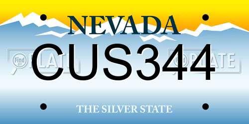 CUS344 Nevada License Plate