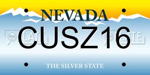 CUSZ16 Nevada License Plate