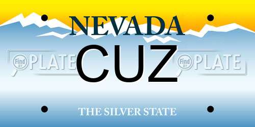 CUZ Nevada License Plate