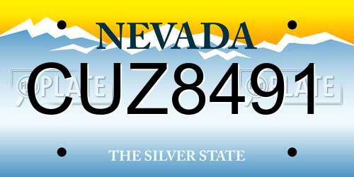 CUZ8491 Nevada License Plate