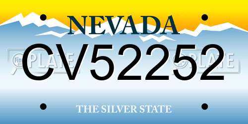 CV52252 Nevada License Plate