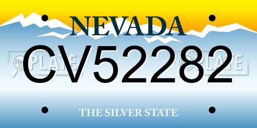 CV52282 Nevada License Plate