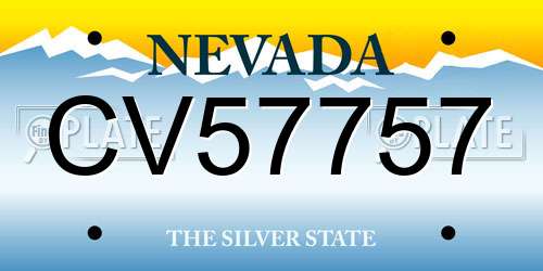 CV57757 Nevada License Plate