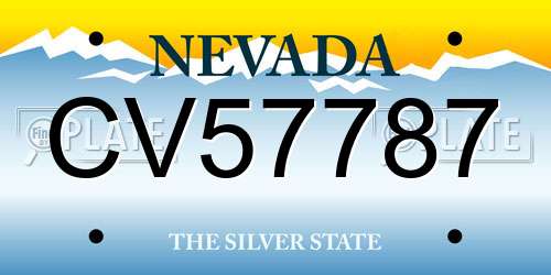 CV57787 Nevada License Plate