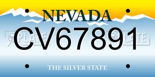 CV67891 Nevada License Plate