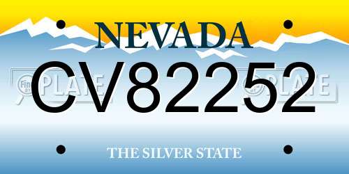 CV82252 Nevada License Plate