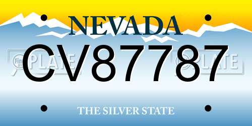 CV87787 Nevada License Plate