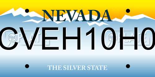 CVEH10H0 Nevada License Plate