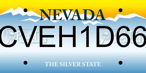 CVEH1D66 Nevada License Plate