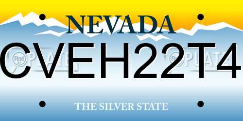 CVEH22T4 Nevada License Plate