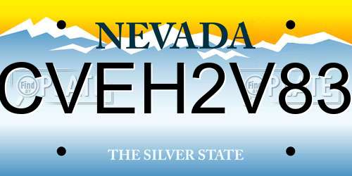 CVEH2V83 Nevada License Plate