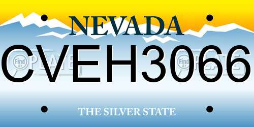CVEH3066 Nevada License Plate