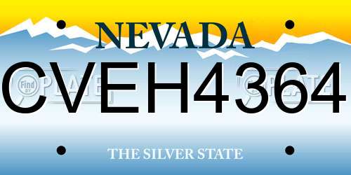 CVEH4364 Nevada License Plate