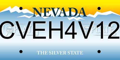 CVEH4V12 Nevada License Plate