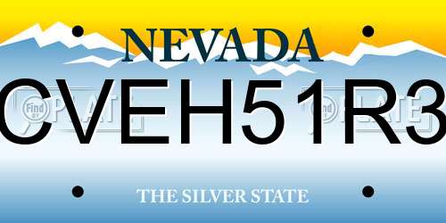 CVEH51R3 Nevada License Plate