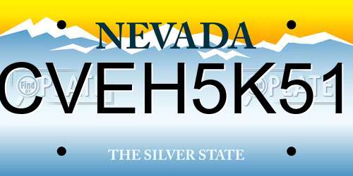 CVEH5K51 Nevada License Plate