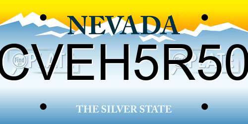 CVEH5R50 Nevada License Plate