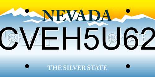 CVEH5U62 Nevada License Plate