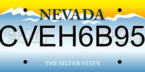 CVEH6B95 Nevada License Plate