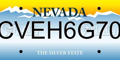 CVEH6G70 Nevada License Plate