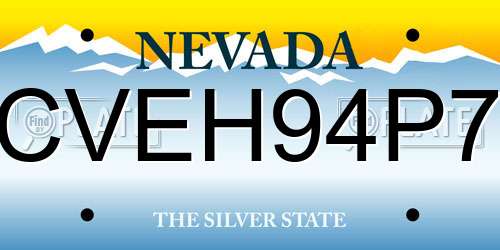 CVEH94P7 Nevada License Plate