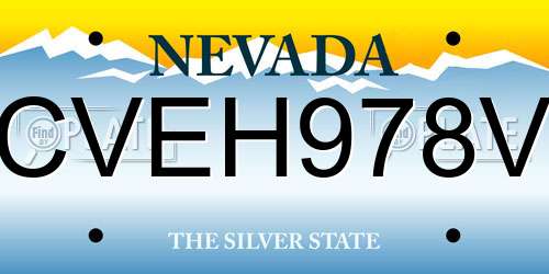 CVEH978V Nevada License Plate